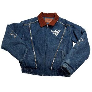 Wish Me Luck Studded Denim Jacket in Blue